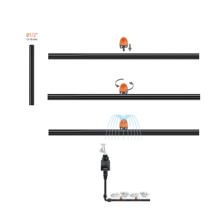 Gocciolatore aspersore 0-40 H/L Ø1/2" Claber Art. 91232