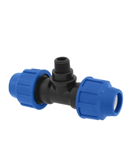 Raccordo alta pressione T-TEE 90° con filetto maschio in PVC