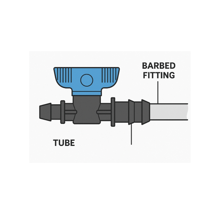 Valvola a sfera derivazione gommino con portagomma 25mm