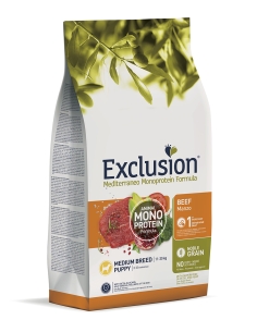 Exclusion Dog mediterraneo monoprotein Medium Puppy manzo KG 12