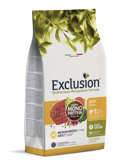 Exclusion Dog mediterraneo monoprotein Medium Adult manzo KG 12