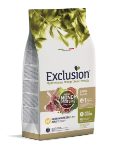 Exclusion Dog mediterraneo monoprotein Medium Adult agnello KG 12