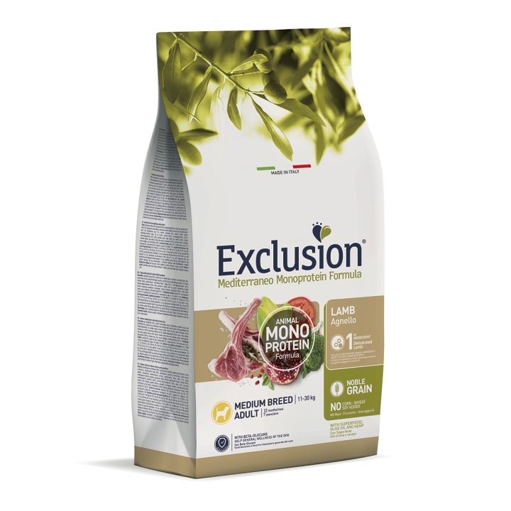 Exclusion Dog mediterraneo monoprotein Medium Adult agnello KG 12