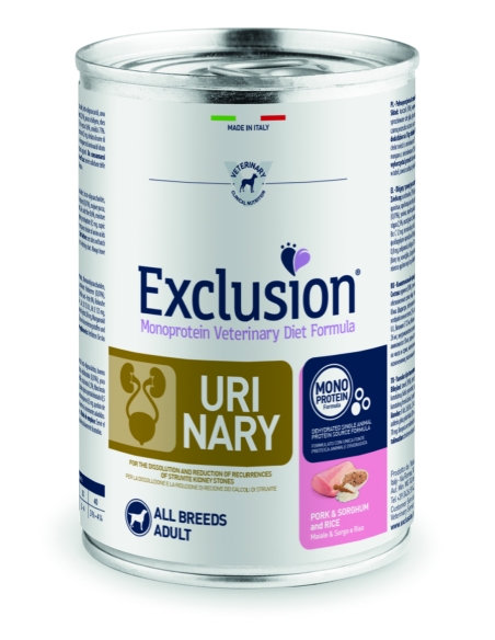 Exclusion Dog urinary Medium&Large Adult maiale sorgo e piselli 400 gr
