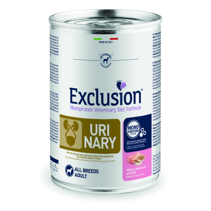 Exclusion Dog urinary Medium&Large Adult maiale sorgo e piselli 400 gr