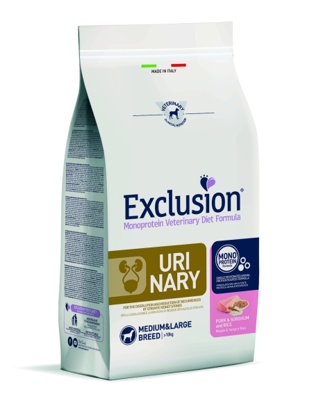 Exclusion Dog urinary Medium&Large Adult maiale sorgo e piselli KG 12