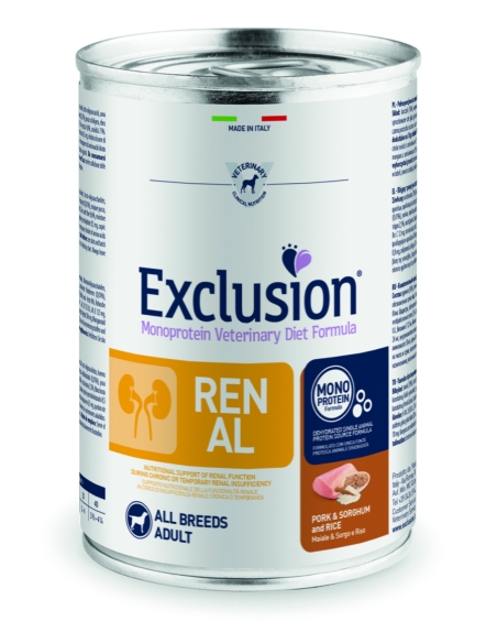 Exclusion Dog renal Medium&Large Adult maiale sorgo e riso 400 gr