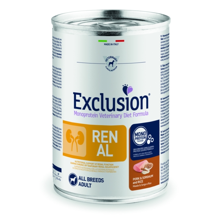 Exclusion Dog renal Medium&Large Adult maiale sorgo e riso 400 gr
