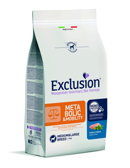 Exclusion Dog metabolic&mobility Medium&Large Adult maiale e fibre KG 12
