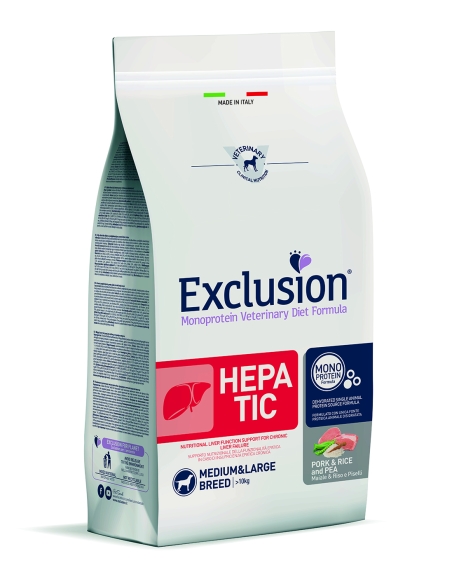 Exclusion Dog hepatic Medium&Large Adult maiale riso e piselli KG 12