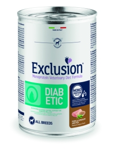 Exclusion Dog diabetic Medium&Large Adult maiale sorgo e piselli 400 gr