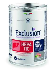 Exclusion Dog hepatic Medium&Large Adult maiale riso e piselli 400 gr