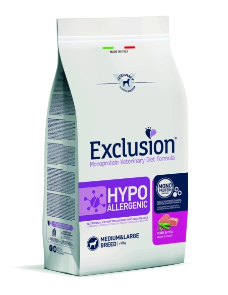 Exclusion Dog Hypoallergenic Medium&Large Adult maiale e piselli KG 12