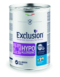 Exclusion Dog Hypoallergenic Medium&Large Adult pesce e patate 400 gr