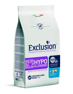 Exclusion Dog Hypoallergenic Medium&Large Adult pesce e patate KG 12