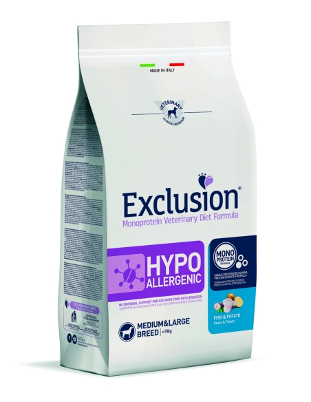 Exclusion Dog Hypoallergenic Medium&Large Adult pesce e patate KG 12