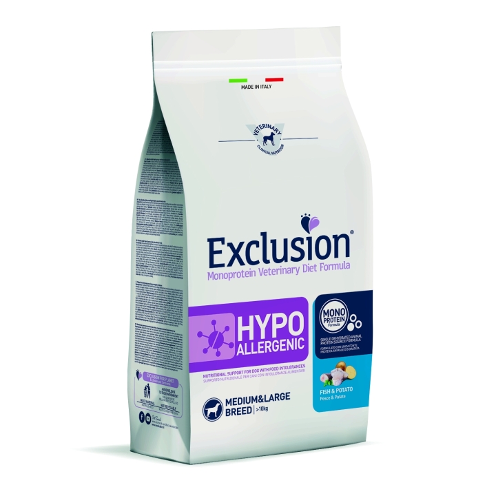 Exclusion Dog Hypoallergenic Medium&Large Adult pesce e patate KG 12