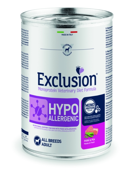 Exclusion Dog Hypoallergenic Medium&Large Adult maiale e piselli 400 gr
