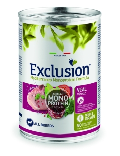 Exclusion Dog mediterraneo monoprotein Adult vitello 400 gr