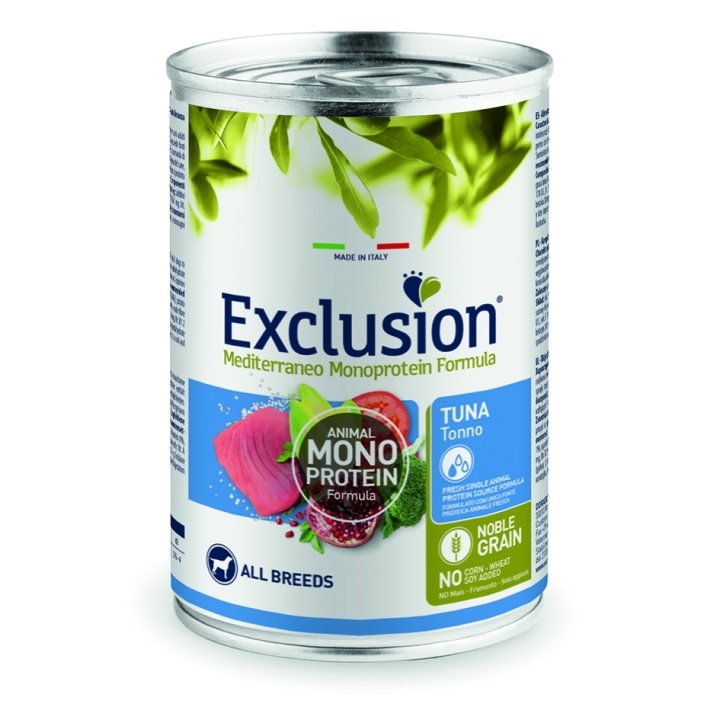 Exclusion Dog mediterraneo monoprotein Adult tonno 400 gr
