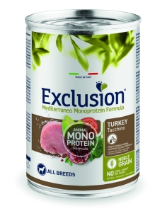 Exclusion Dog mediterraneo monoprotein Adult tacchino 400 gr