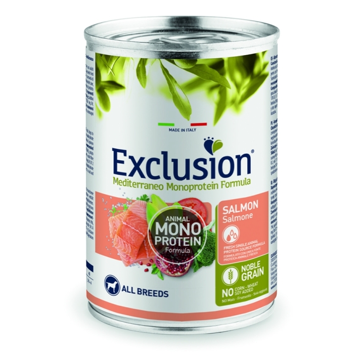 Exclusion Dog mediterraneo monoprotein Adult salmone 400 gr
