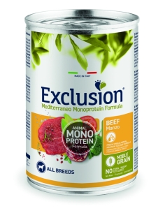 Exclusion Dog mediterraneo monoprotein Adult manzo 400 gr