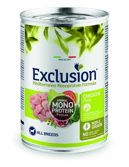 Exclusion Dog mediterraneo monoprotein Adult pollo 400 gr