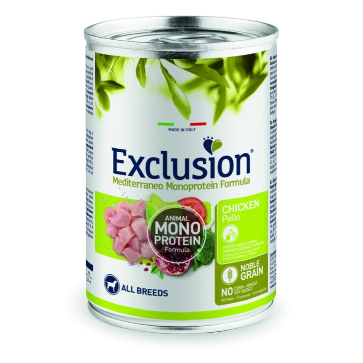 Exclusion Dog mediterraneo monoprotein Adult pollo 400 gr