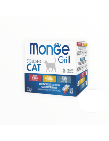 Monge grill Cat multibox Sterilised adult vitello-galletto-trota 85 gr x12