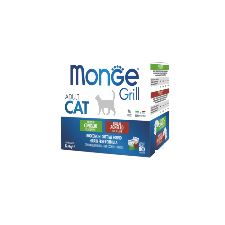 Monge grill Cat multibox adult coniglio-agnello 85 gr x12