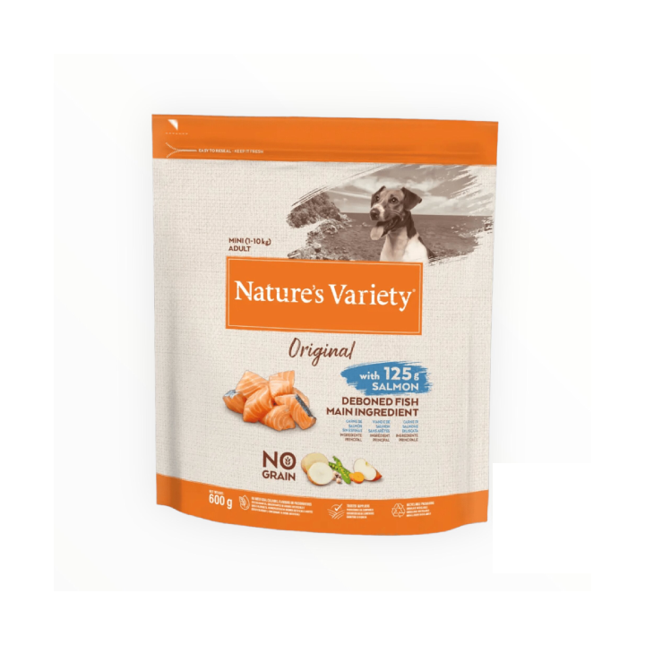 Nature's variety dog original mini adult salmone 600 gr
