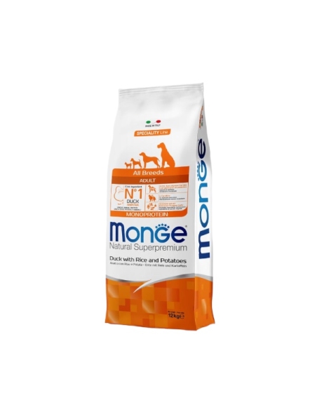 Monge superpremium all breeds adult monoproteico anatra, riso e patate  KG 12