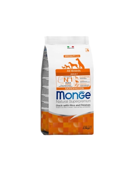Monge superpremium all breeds adult monoproteico anatra, riso e patate  KG 2.5