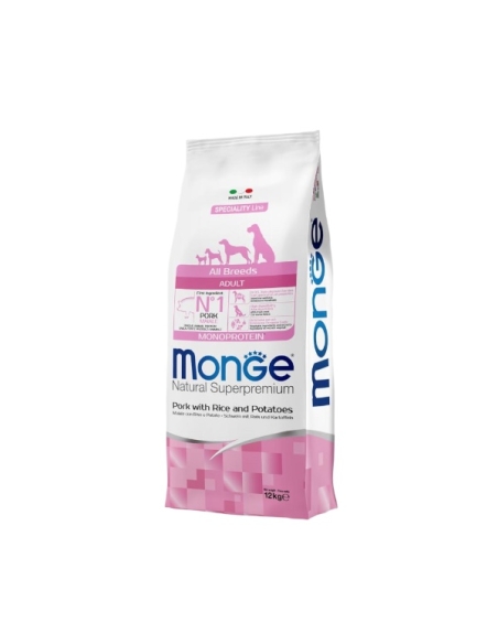 Monge superpremium all breeds adult monoproteico maiale, riso e patate KG 12