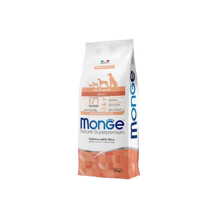 Monge superpremium all breeds adult monoproteico salmone e riso KG 12