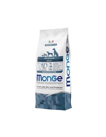 Monge superpremium all breeds adult monoproteico trota, riso e patate KG 12