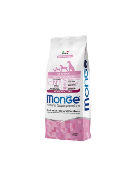 Monge superpremium all breeds Puppy&Junior monoproteico maiale, riso e patate KG 12
