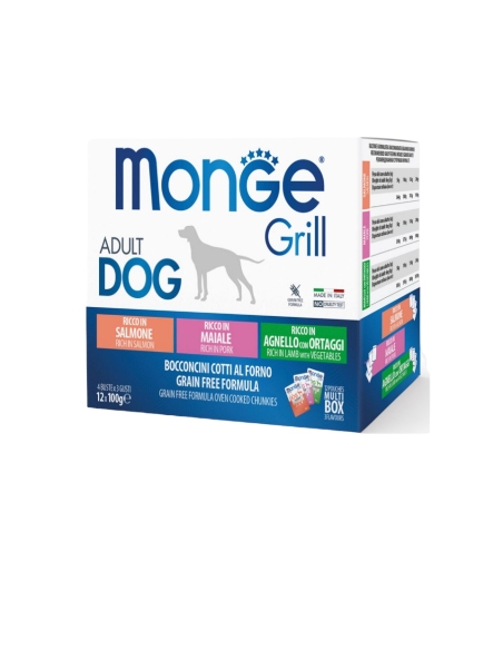 Monge Grill multibox Adult salmone-maiale-agnello 100 gr x 12 buste