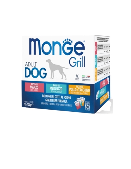 Monge Grill multibox Adult manzo-merluzzo-pollo 100 gr x 12 buste