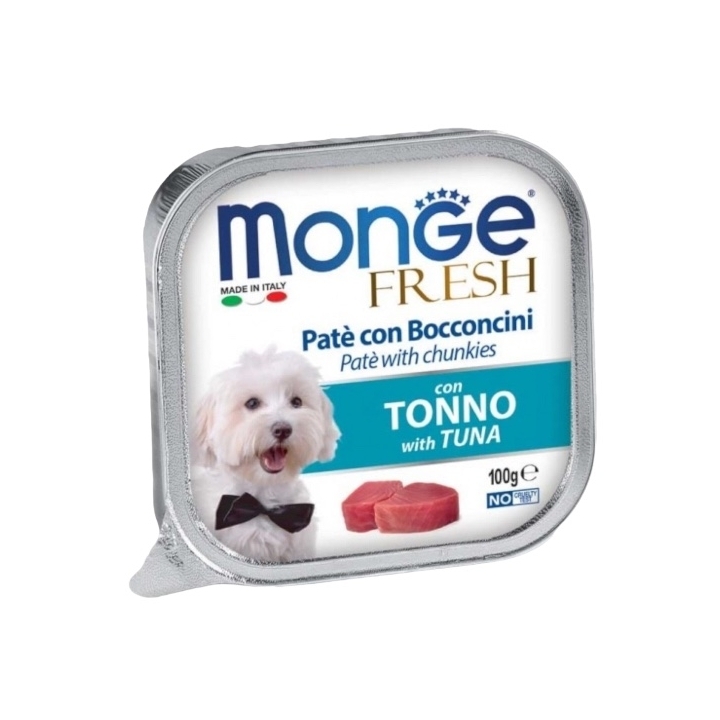 Monge fresh in vaschetta pate' con bocconi di tonno 100 gr
