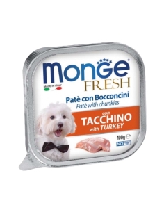 Monge fresh in vaschetta pate' con bocconi di tacchino 100 gr