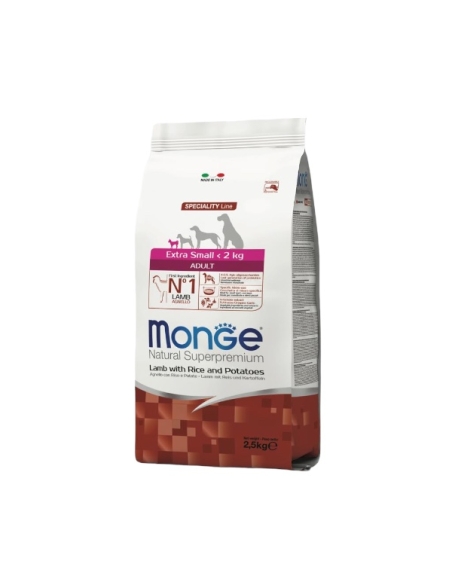 Monge superpremium ExtraSmall-2 kg adult agnello, riso e patate KG 2.5