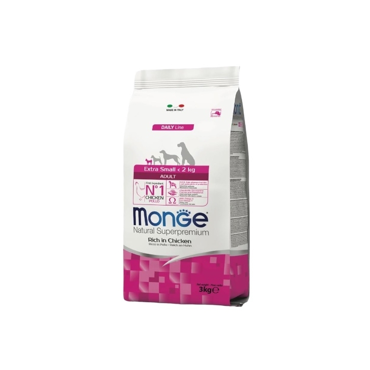 Monge superpremium ExtraSmall-2 kg adult ricco di pollo KG 3