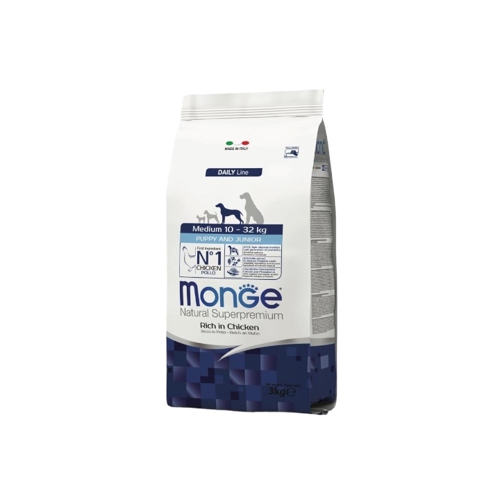 Monge superpremium medium Puppy&Junior ricco di pollo KG 3