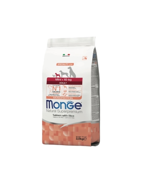 Monge superpremium mini-10 kg adult monoproteico salmone e riso KG 2.5