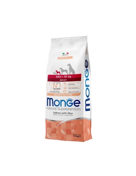 Monge superpremium mini-10 kg adult monoproteico salmone e riso KG 7.5