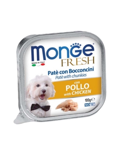 Monge fresh in vaschetta pate' con bocconi di pollo 100 gr