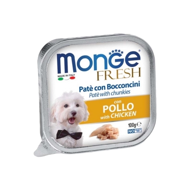Monge fresh in vaschetta pate' con bocconi di pollo 100 gr