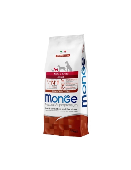 Monge superpremium mini-10 kg adult monoproteico agnello riso e patate KG 7.5